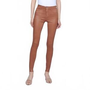 NEW L'AGENCE marguerite coated skinny jean in java coated